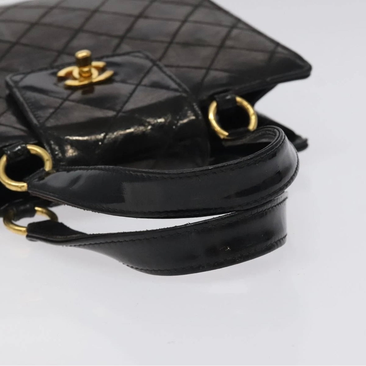 Chanel black patent handbag