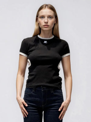 Courreges Cut-Out Contrast Tee