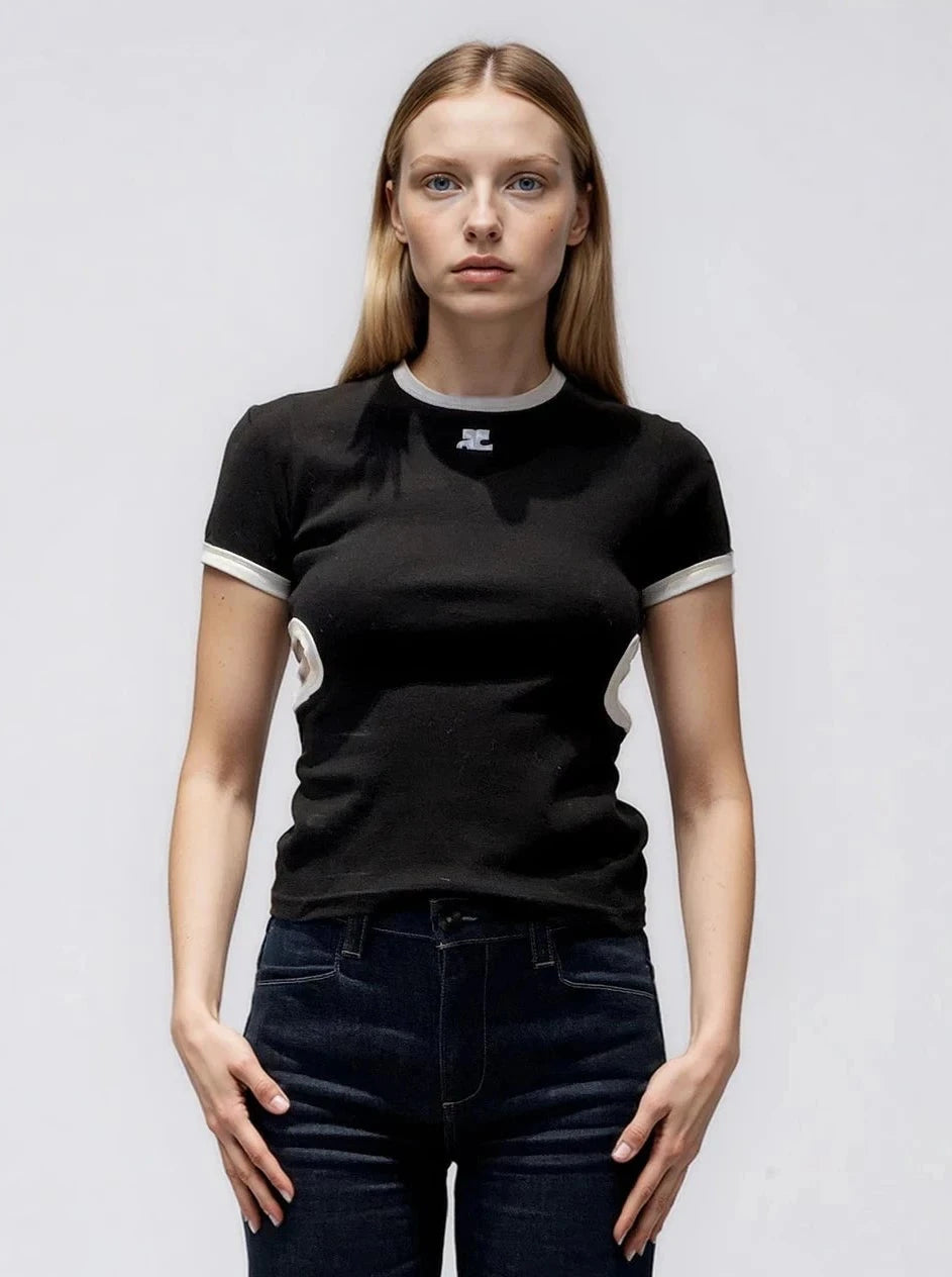Courreges Cut-Out Contrast Tee