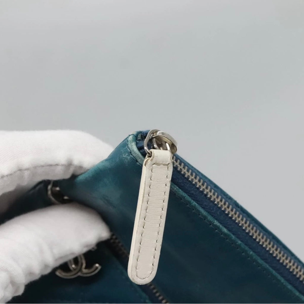 Chanel Blue Leather Clutch