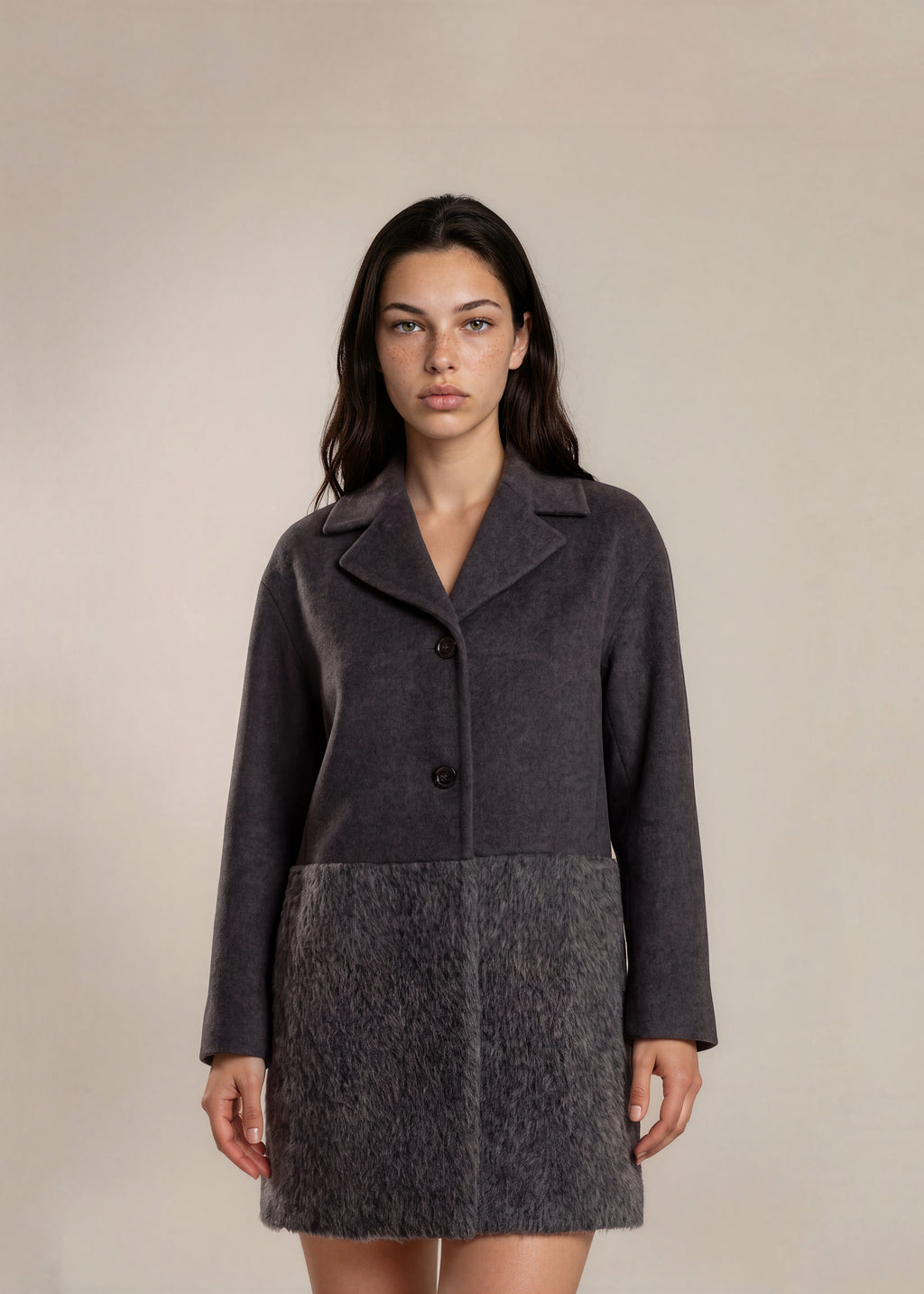 Max Mara Grey Wool and Alpaca Coat