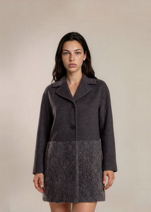 Max Mara Grey Wool and Alpaca Coat