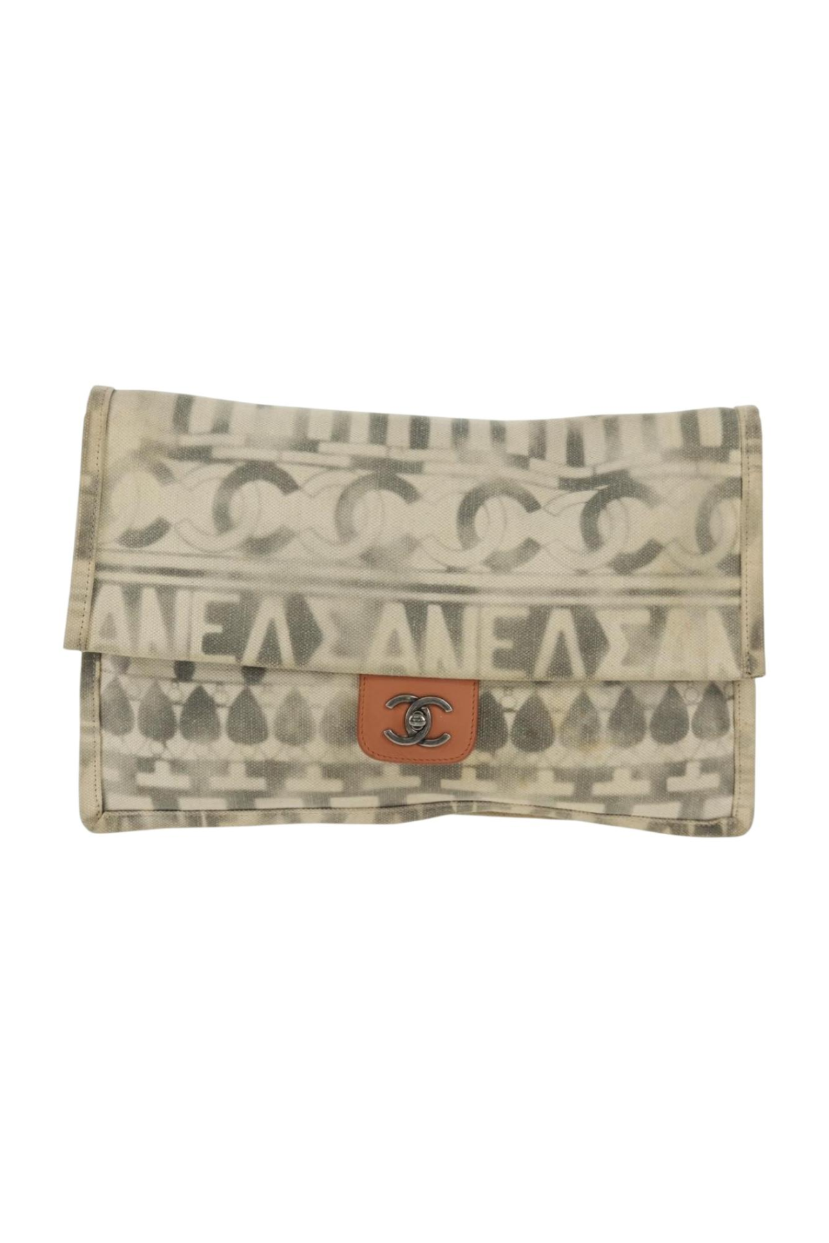 Chanel Grey Monogram Flap Clutch