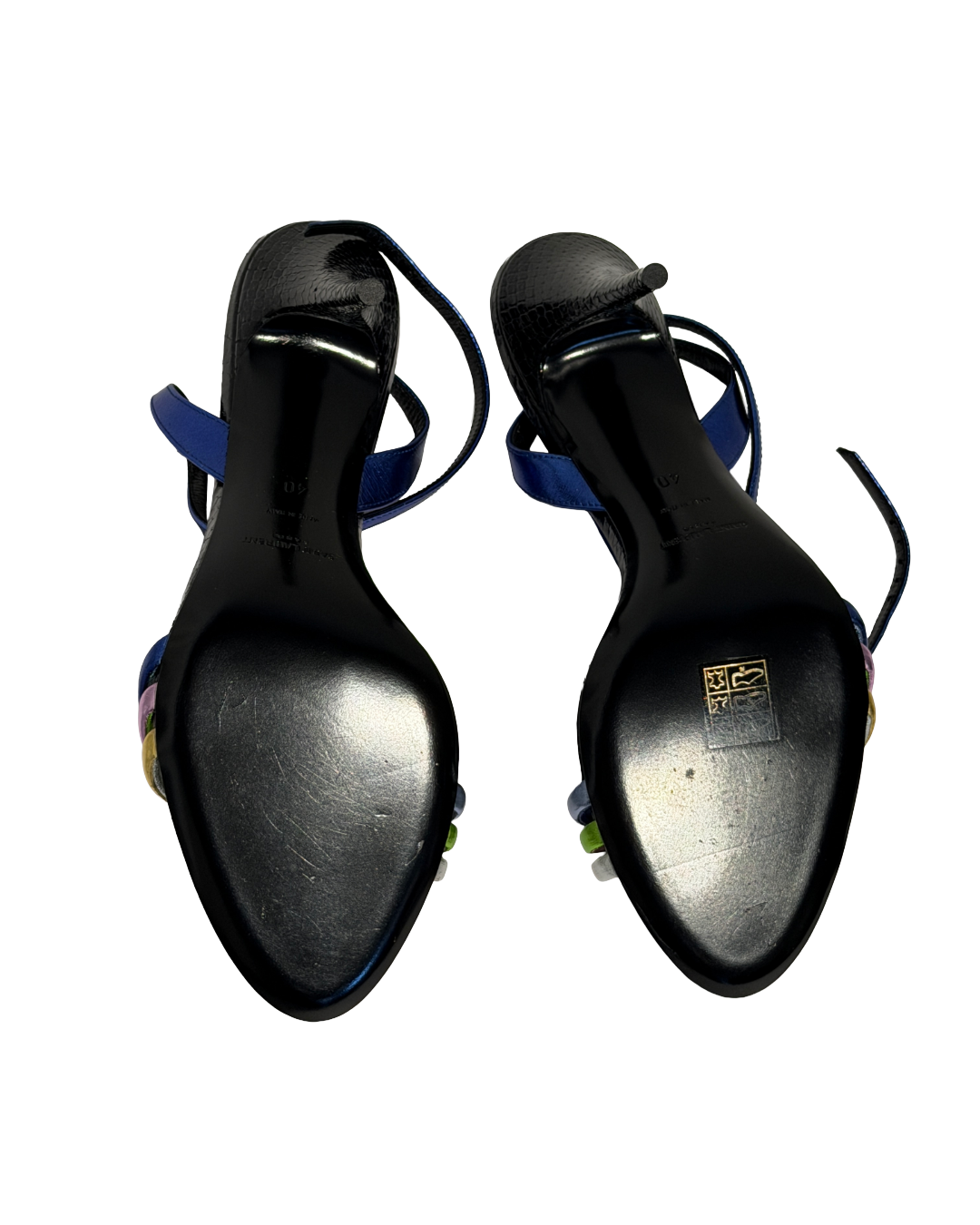 Saint Laurent Multicolor Strappy Black Heels