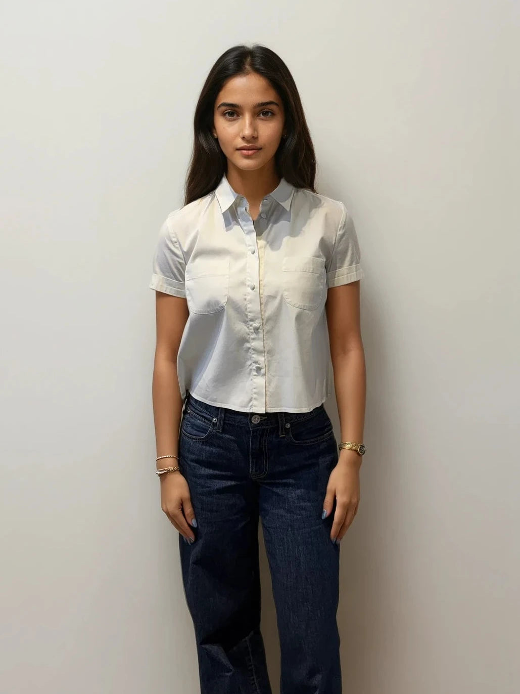 Valentino White Cropped Button Down
