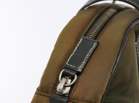 Prada Green Nylon and Leather Bowler Bag