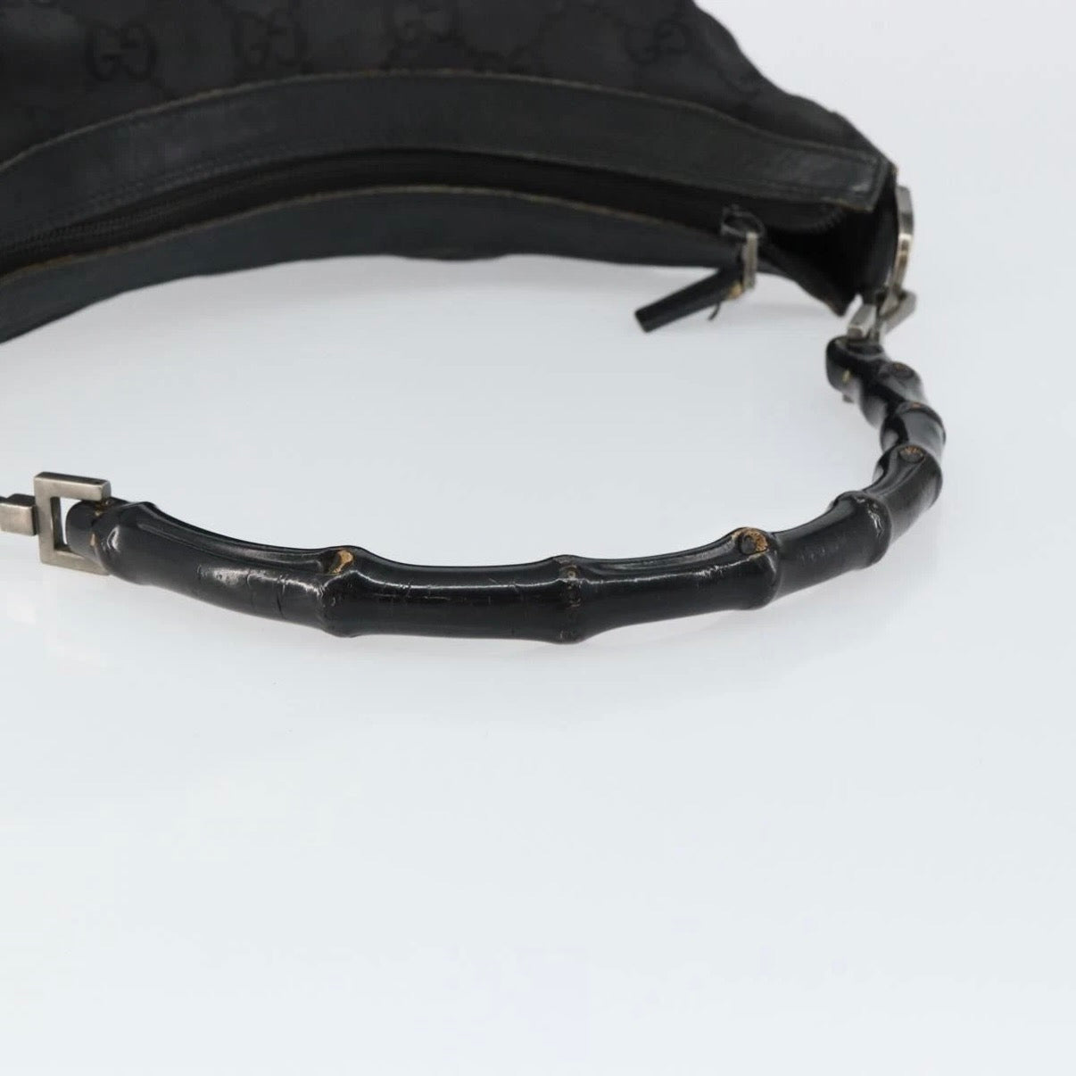 Gucci Black Monogram Bamboo Shoulder Bag