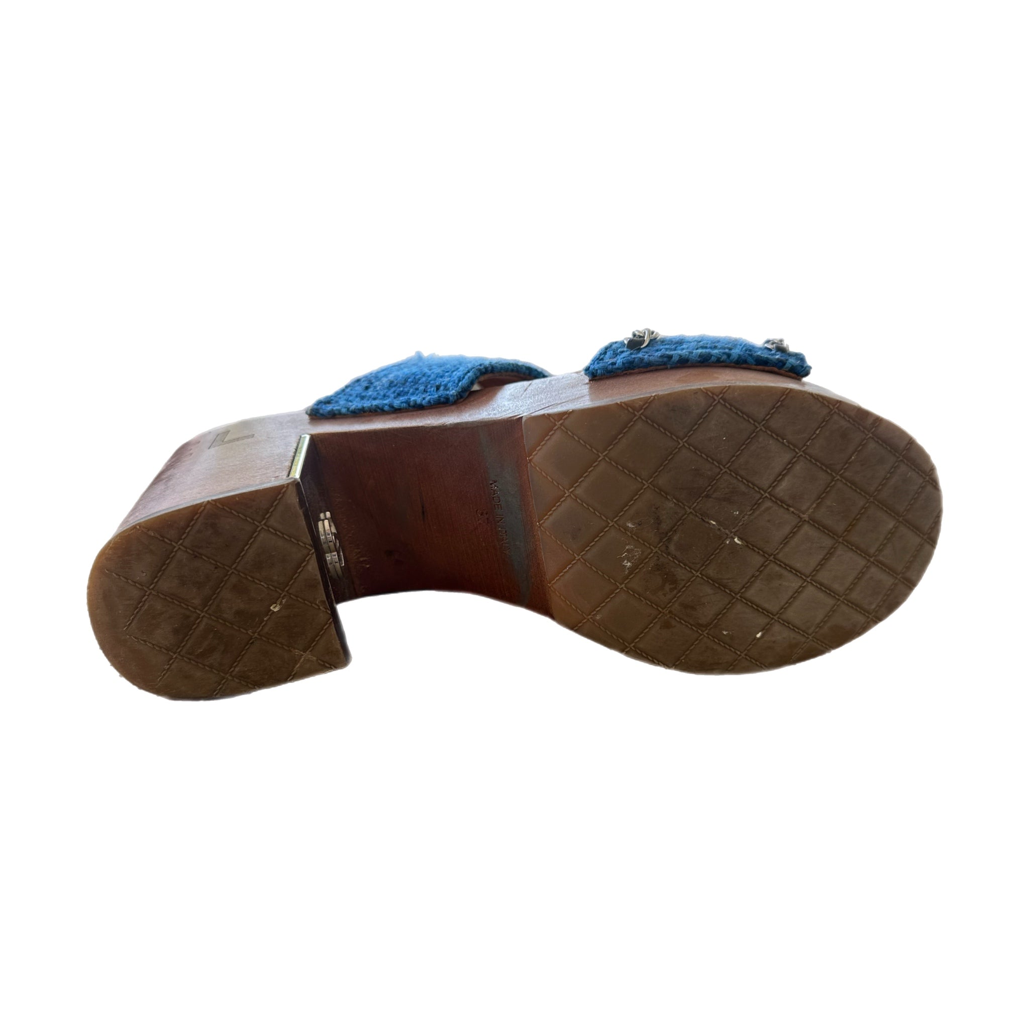Chanel Tweed Blue Sandals