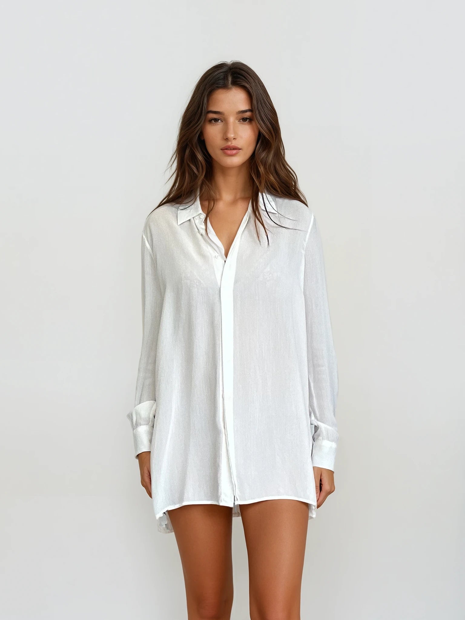 The Row Cream Button Down Tunic