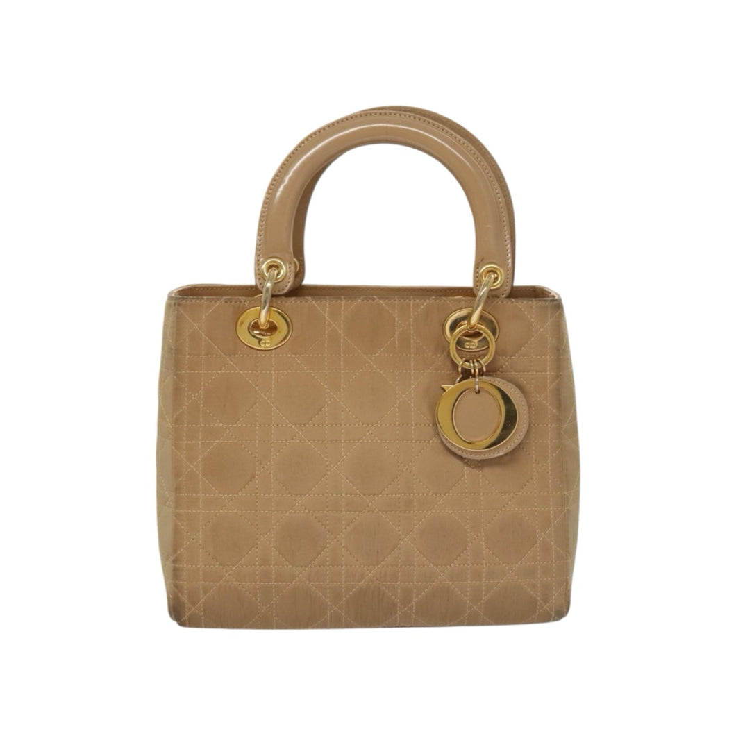 Lady Dior Nylon Beige Handbag