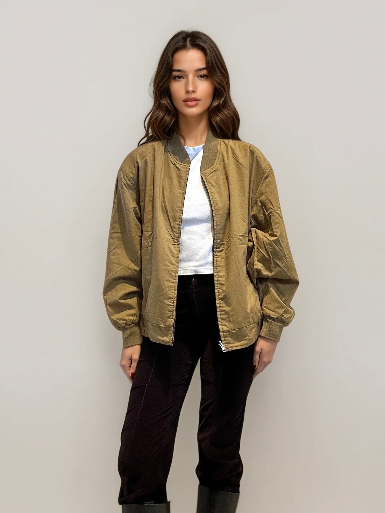 YSL Brown and Tan Reversible Bomber