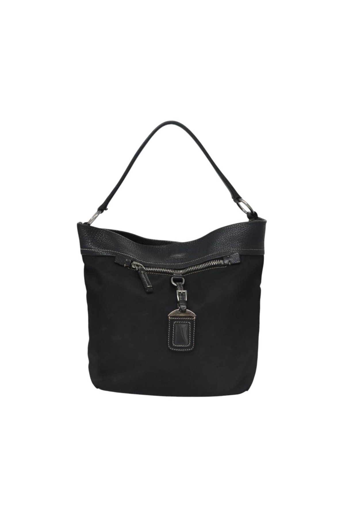 Prada Black Nylon and Leather Hobo Bag