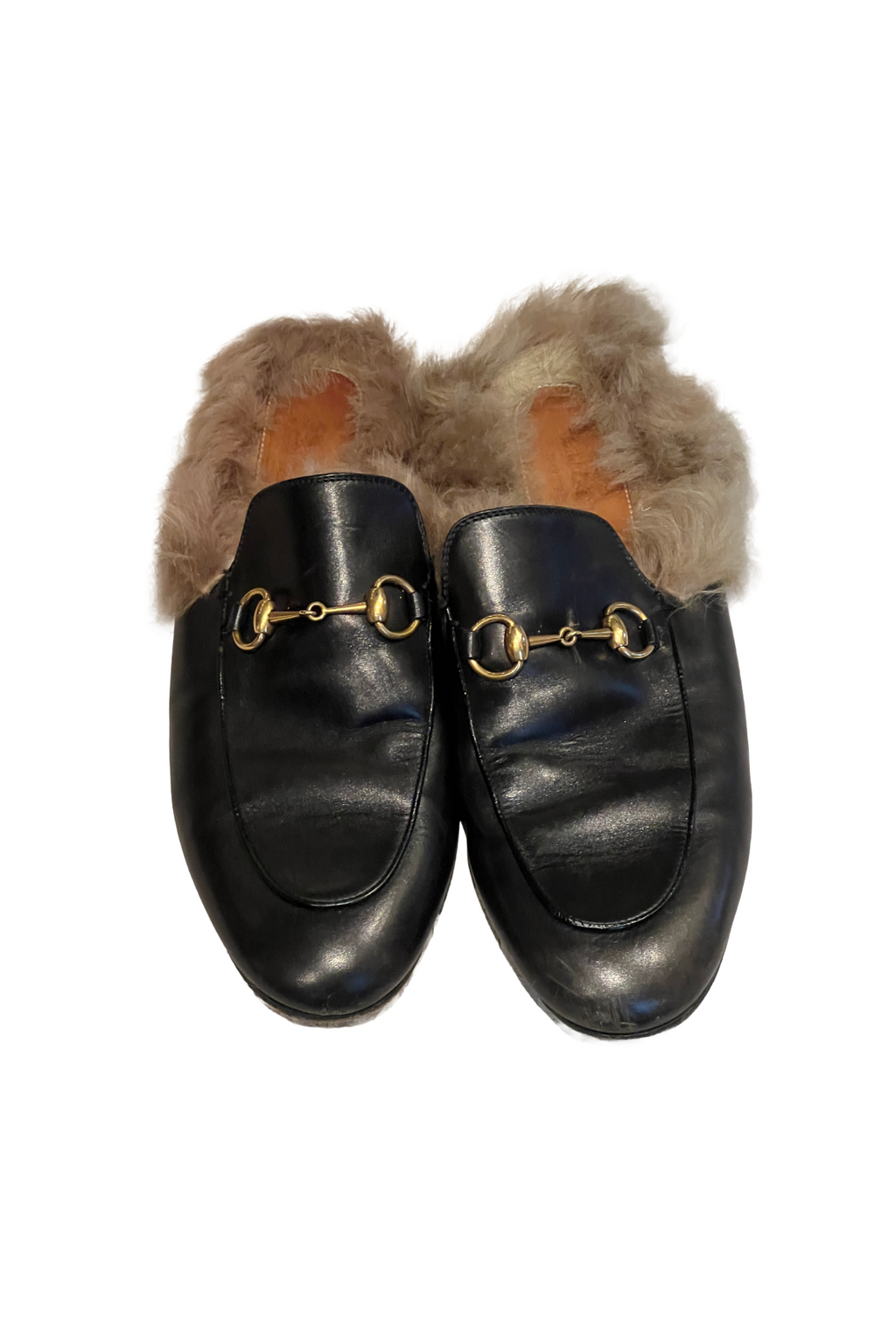 Gucci Black and Fur Loafer Slides