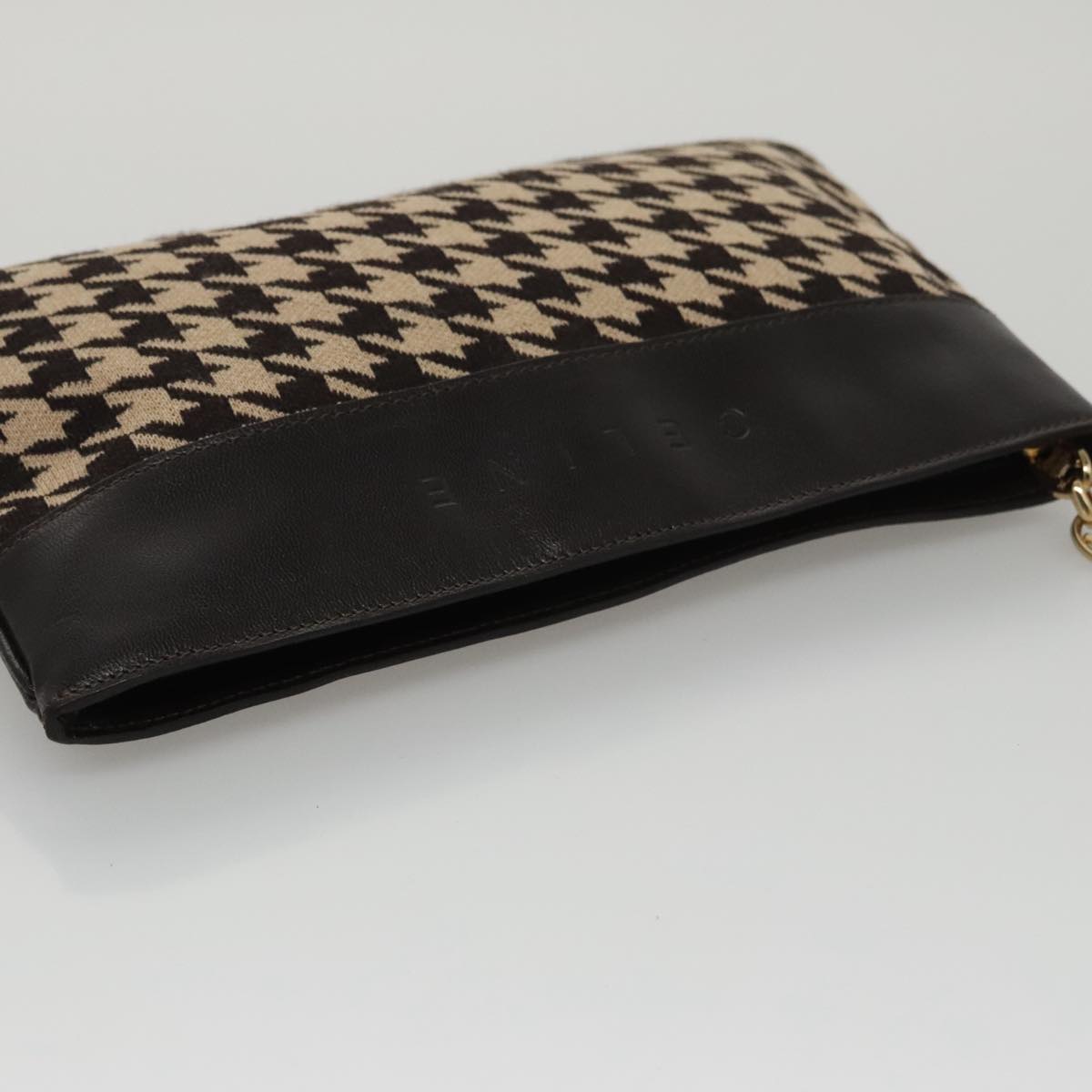 Celine Houndstooth Chain Clutch Bag