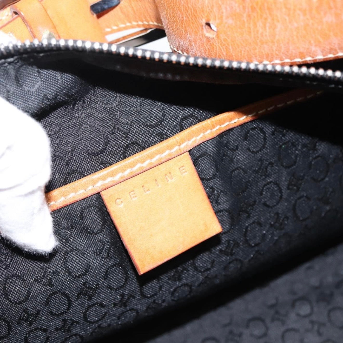Celine Black Monogram Suede Shoulder Bag