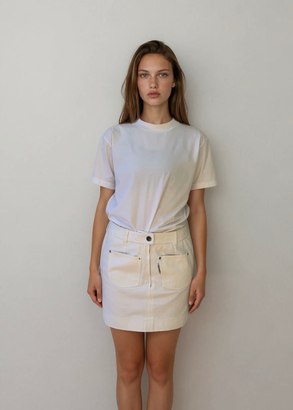 Chanel White Denim Mini Skirt