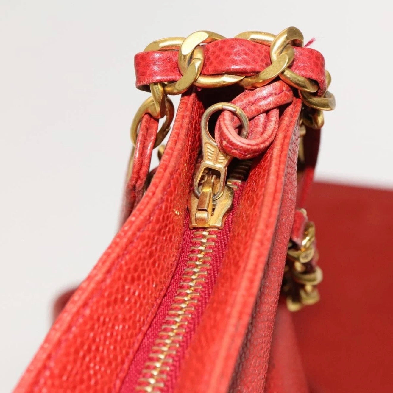 Chanel Red Leather Cutout Tote