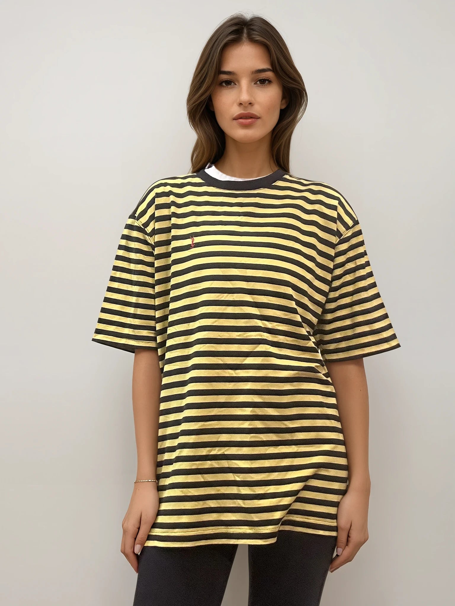 YSL Yellow and Black Striped Tee