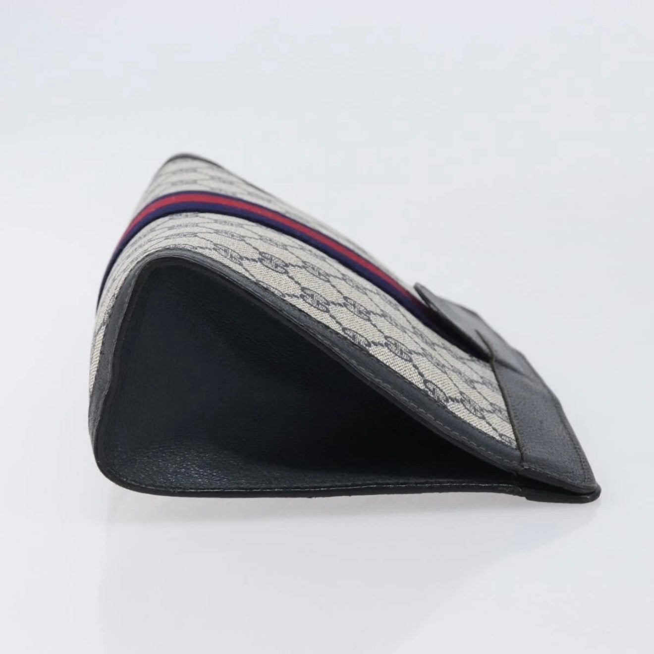 Gucci Navy Monogram Sherry Line Clutch