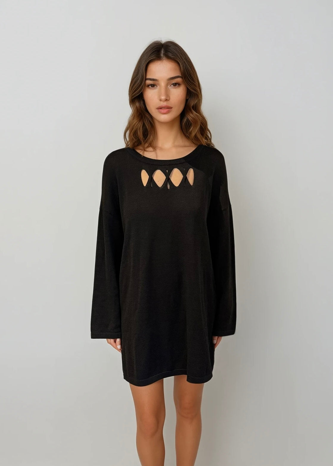 Escada Black Cutout Light Sweater Dress