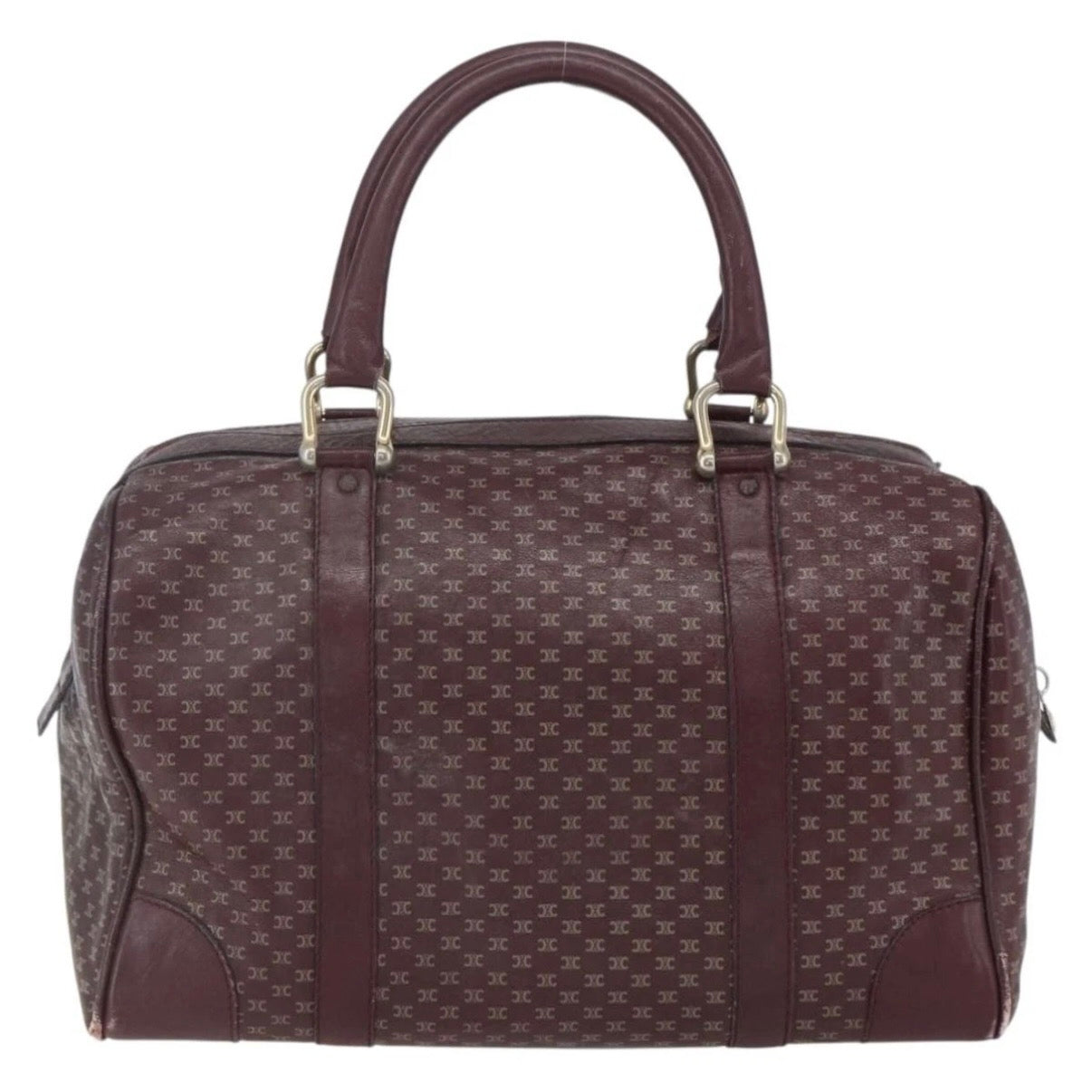 Celine Burgundy Monogram Boston Bag