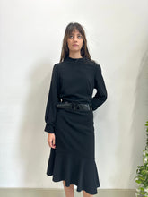 Load image into Gallery viewer, Black Belted Long Sleeve Dress

