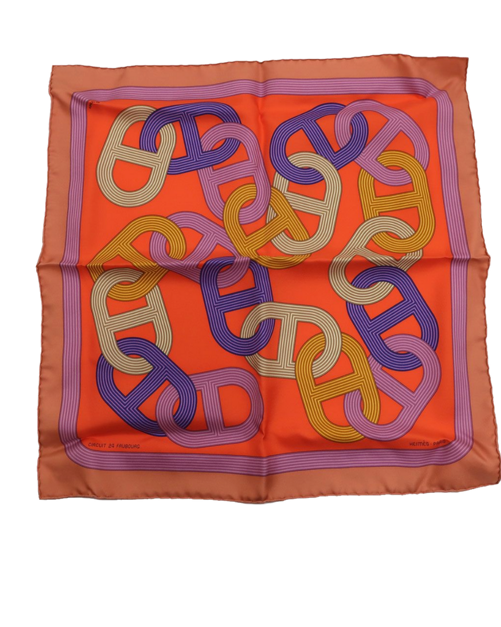 Hermès Mini Orange Patterned Scarf