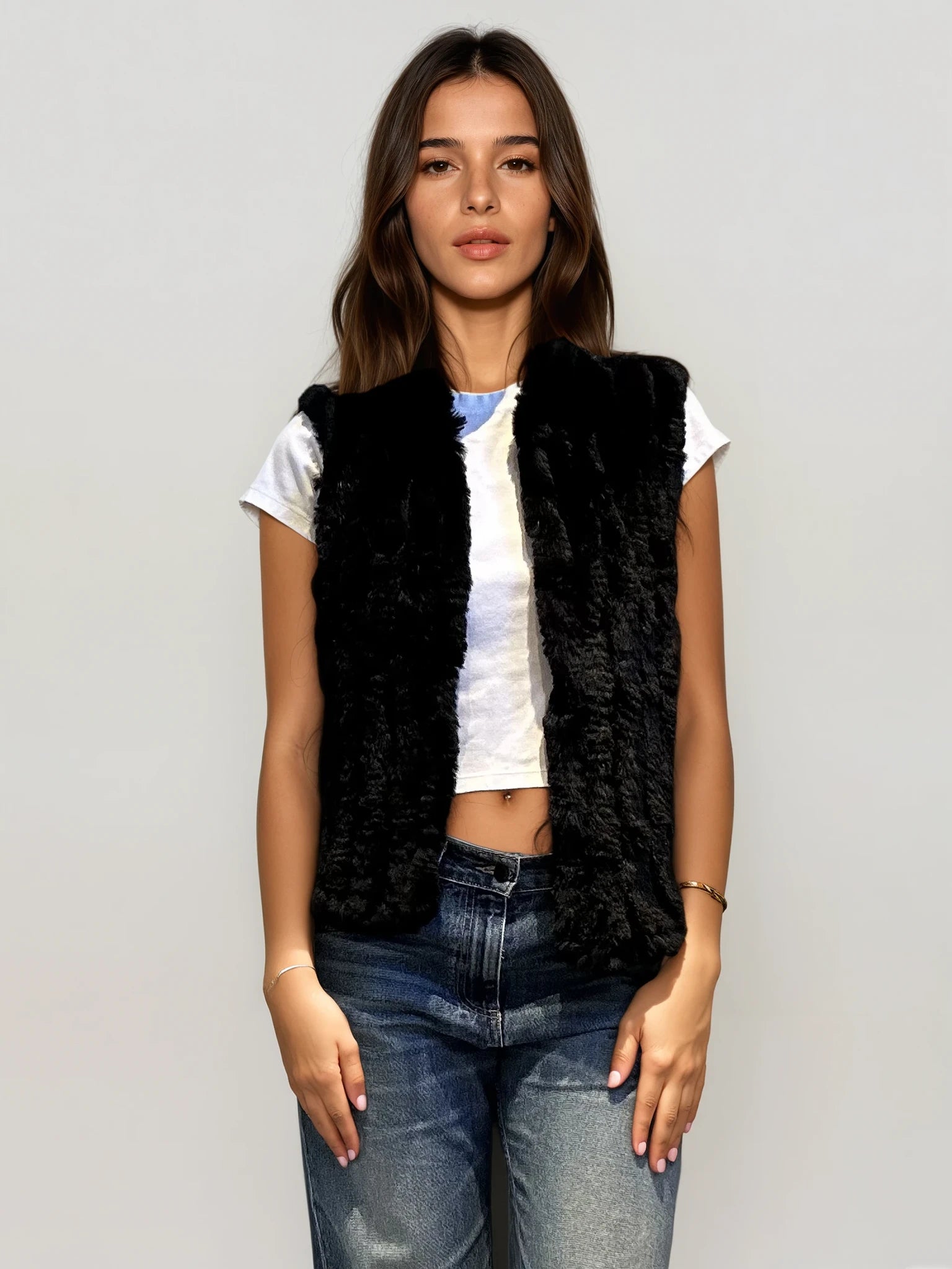 Black Fur Vest