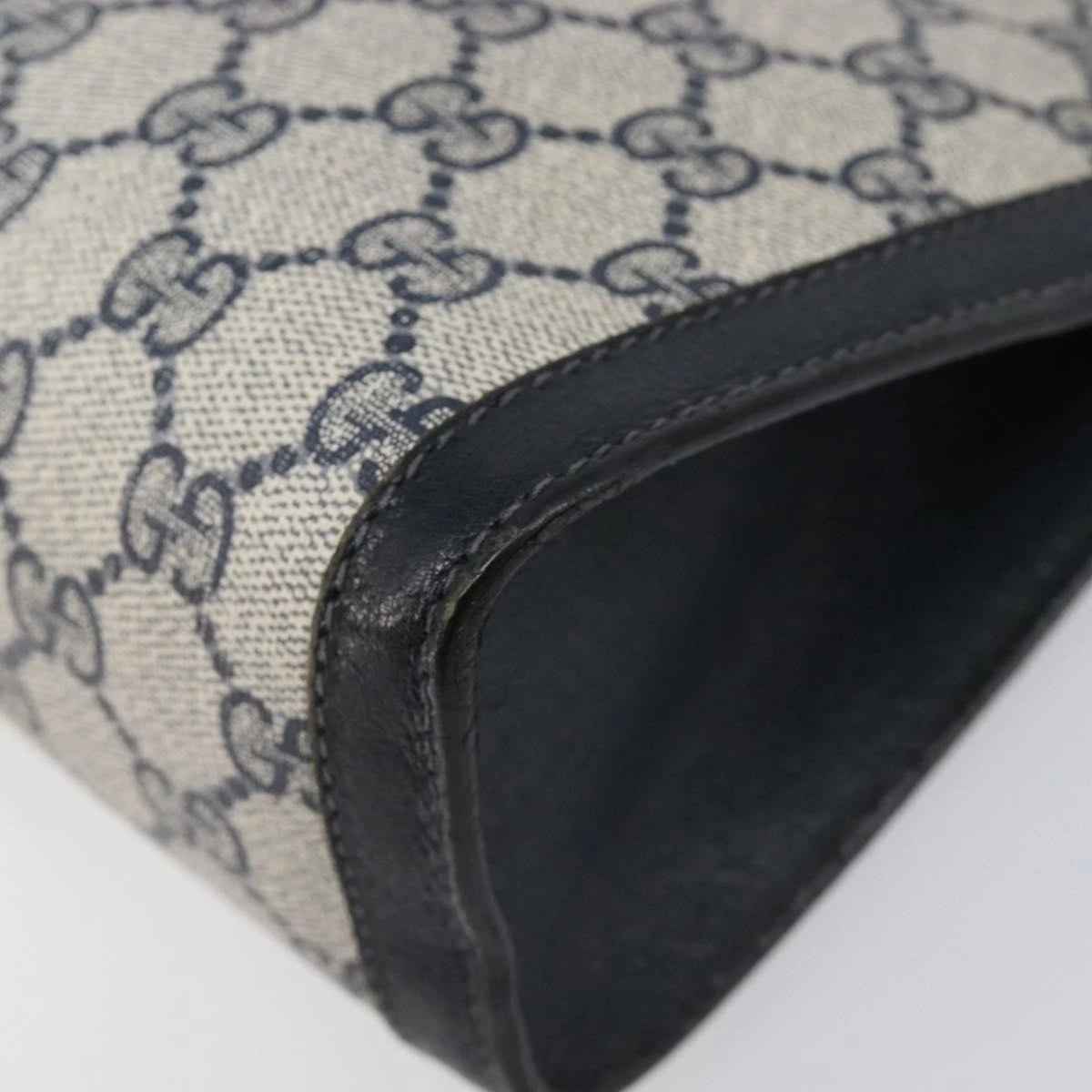 Gucci Navy Monogram Sherry Line Clutch