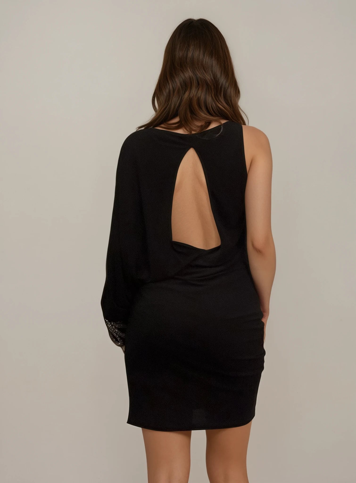 Cavalli Black One Sleeve Dress
