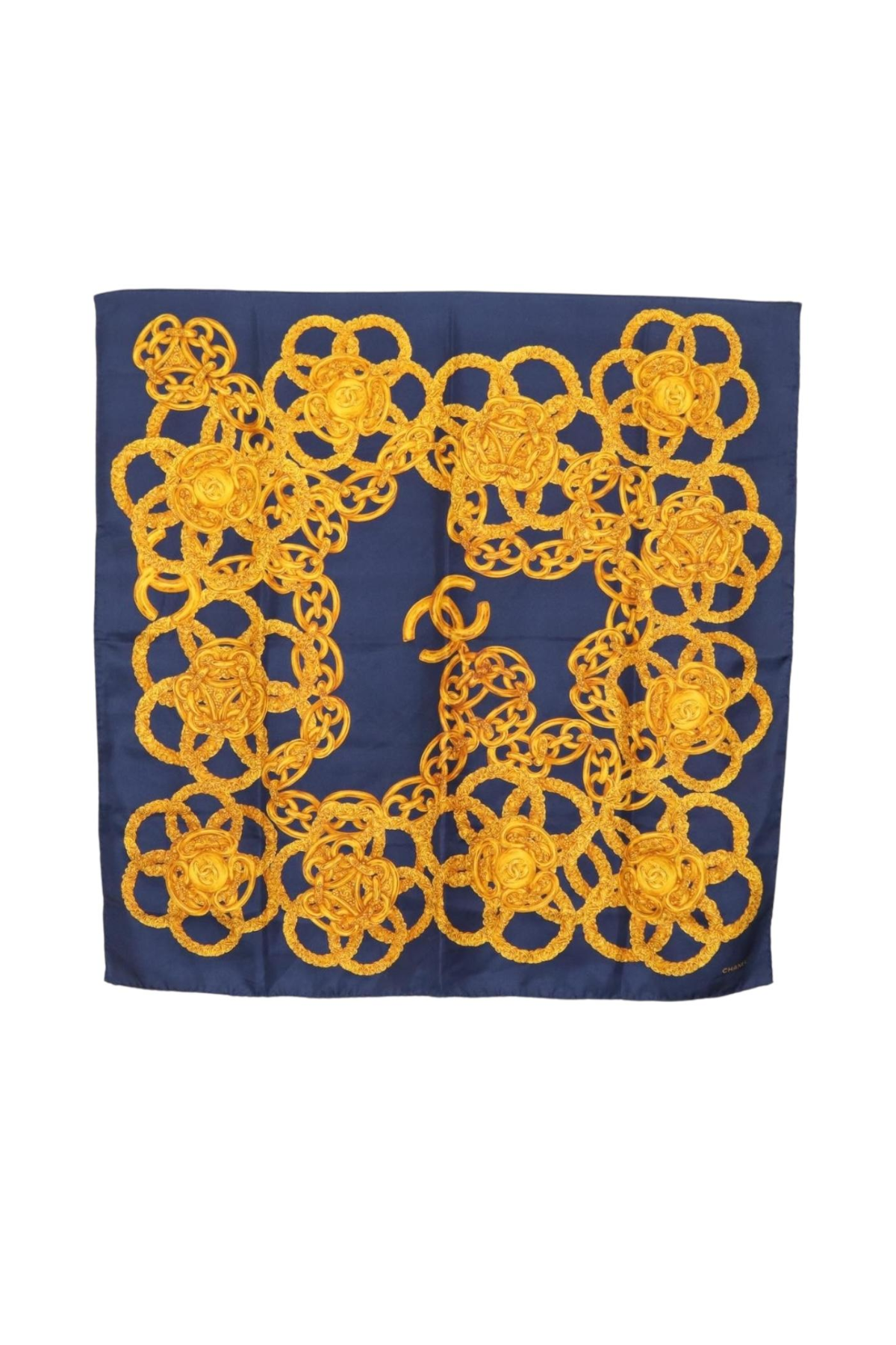 Chanel Navy and Gold Scarf