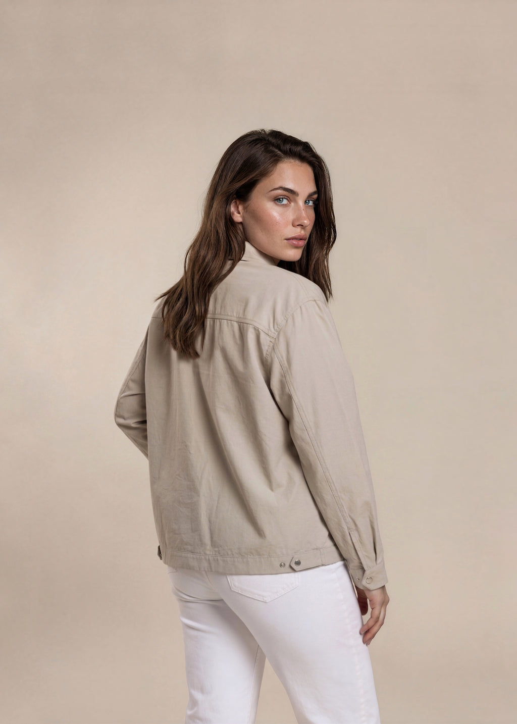 YSL Sand Classic Collared Bomber with Black Logo