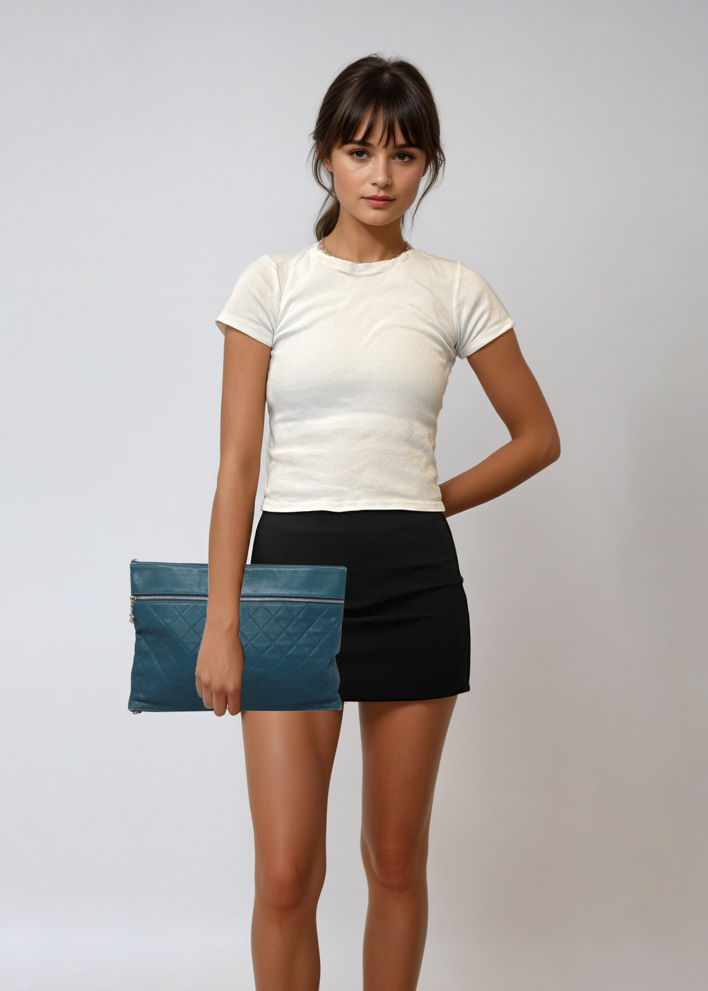 Chanel Blue Leather Clutch