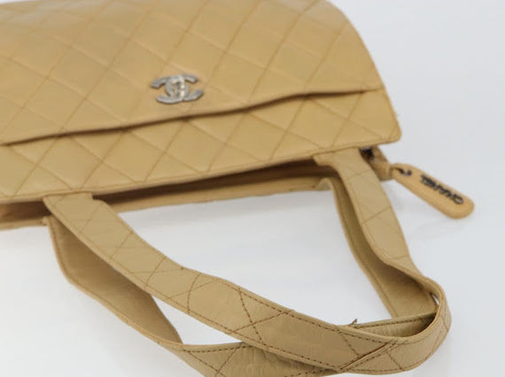 Chanel Tan Leather Quilted Tote