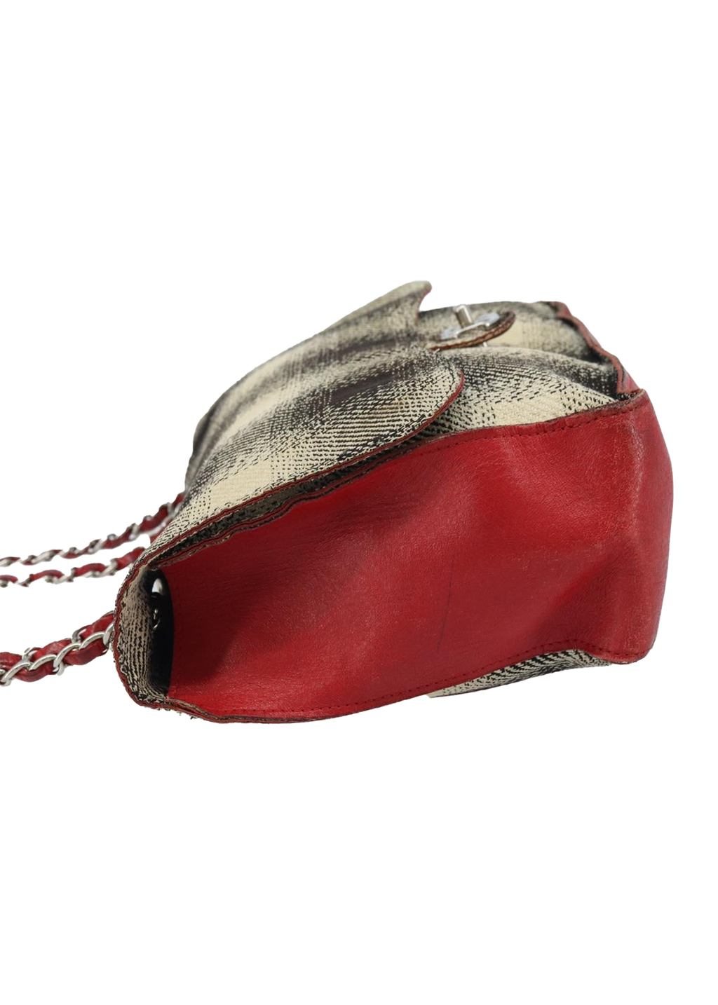 Chanel Tweed & Red Leather Flap Bag