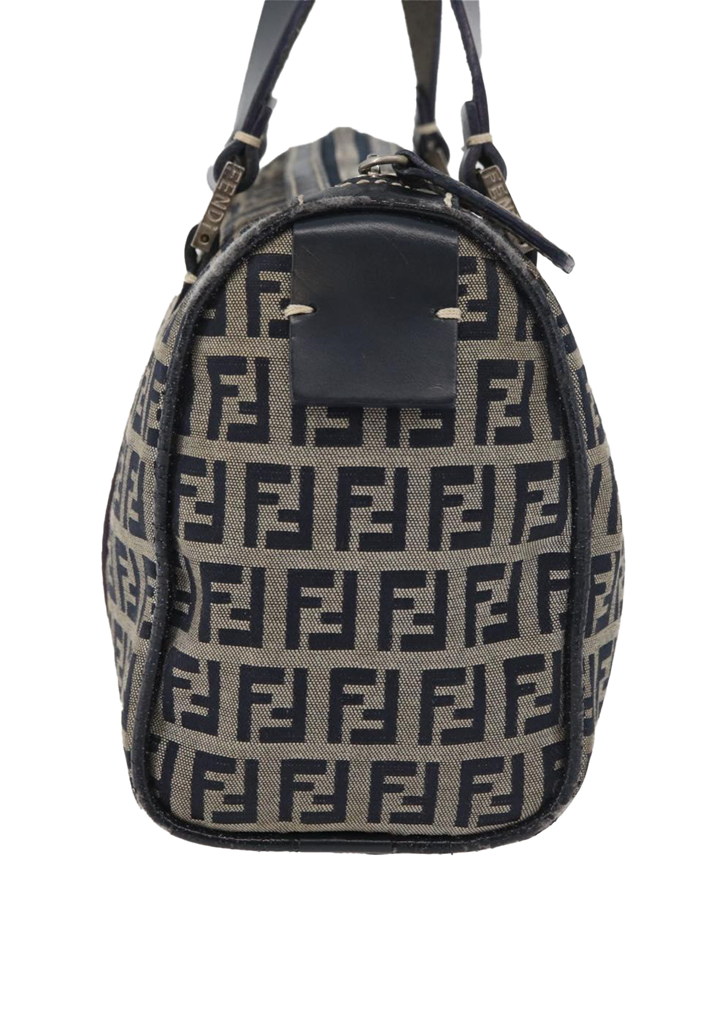 Fendi Navy Zucchino Boston Bag