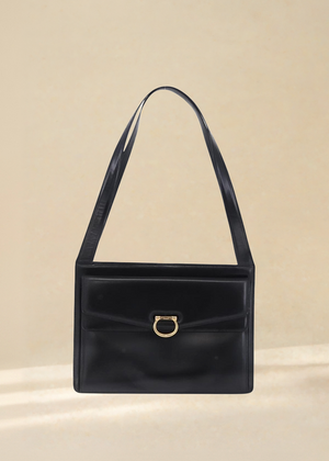 Celine Black Leather Shoulder Bag