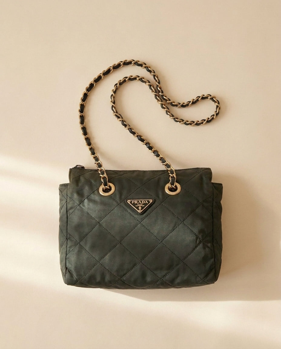 Prada Green Quilted Shoulder Bag