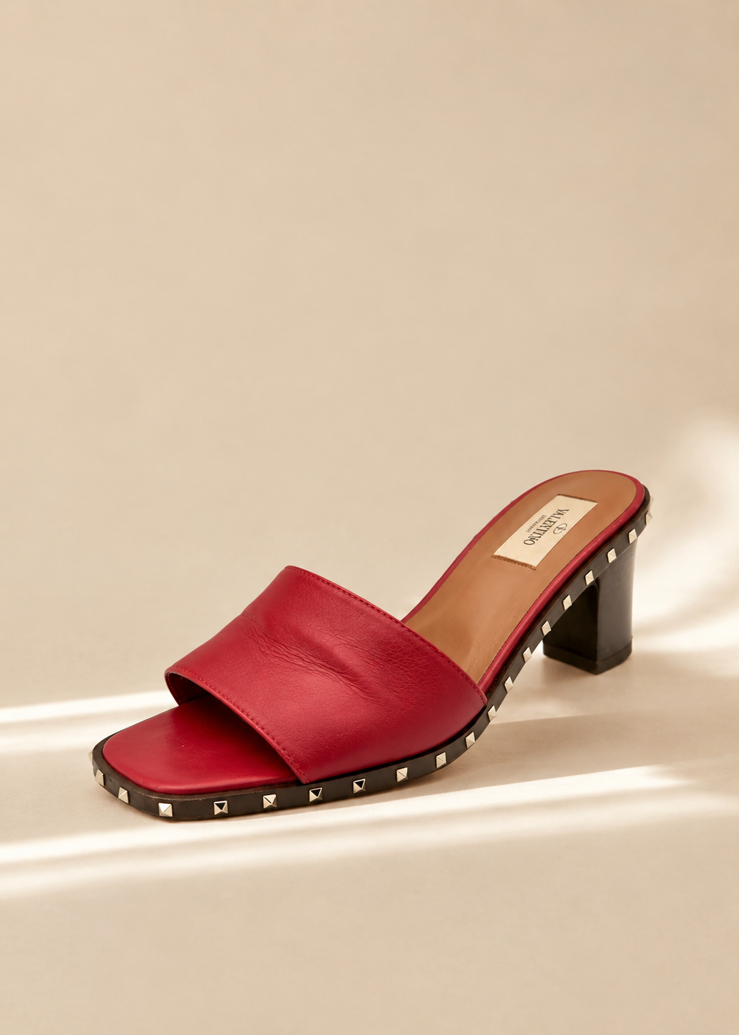 Valentino Red Studded Slides