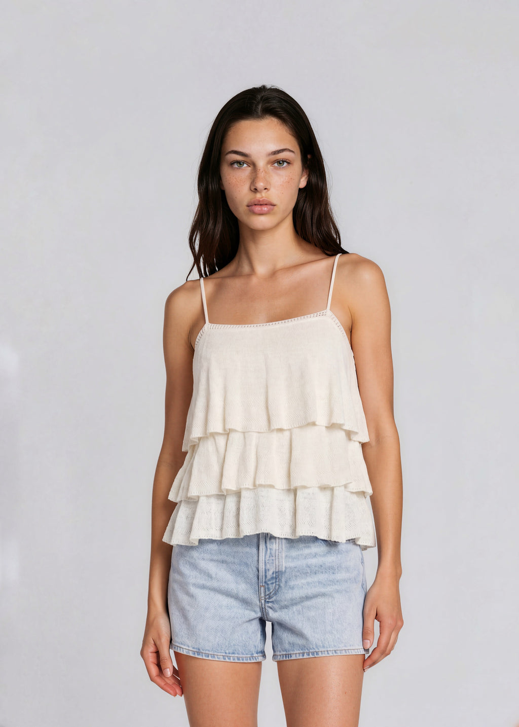 Ralph Lauren White Ruffle Tank