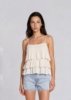 Ralph Lauren White Ruffle Tank