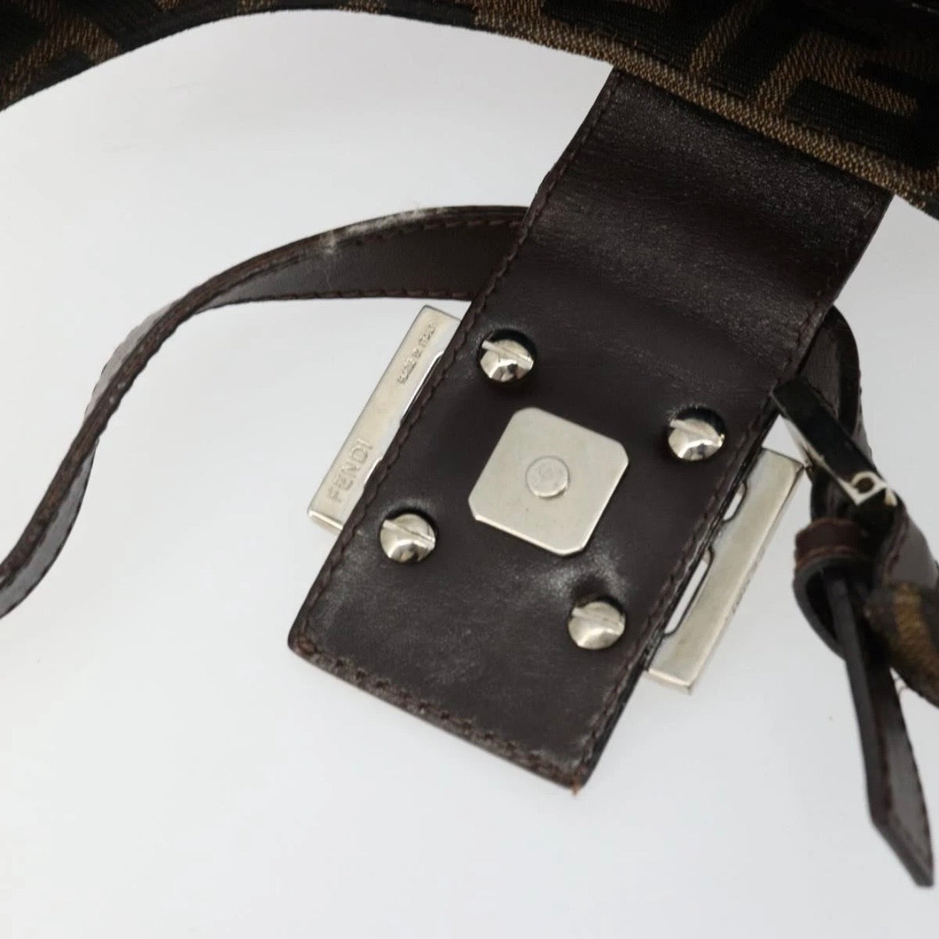 Fendi Brown Zucca Canvas Rounded Baguette