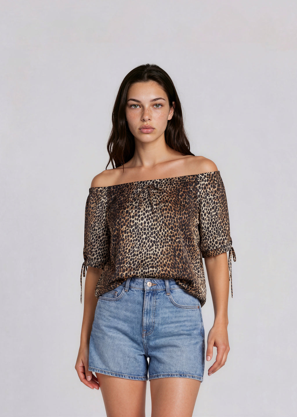 Dolce & Gabbana Leopard Print Off the Shoulder Top