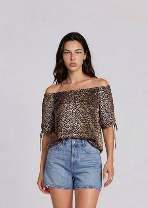 Dolce & Gabbana Leopard Print Off the Shoulder Top