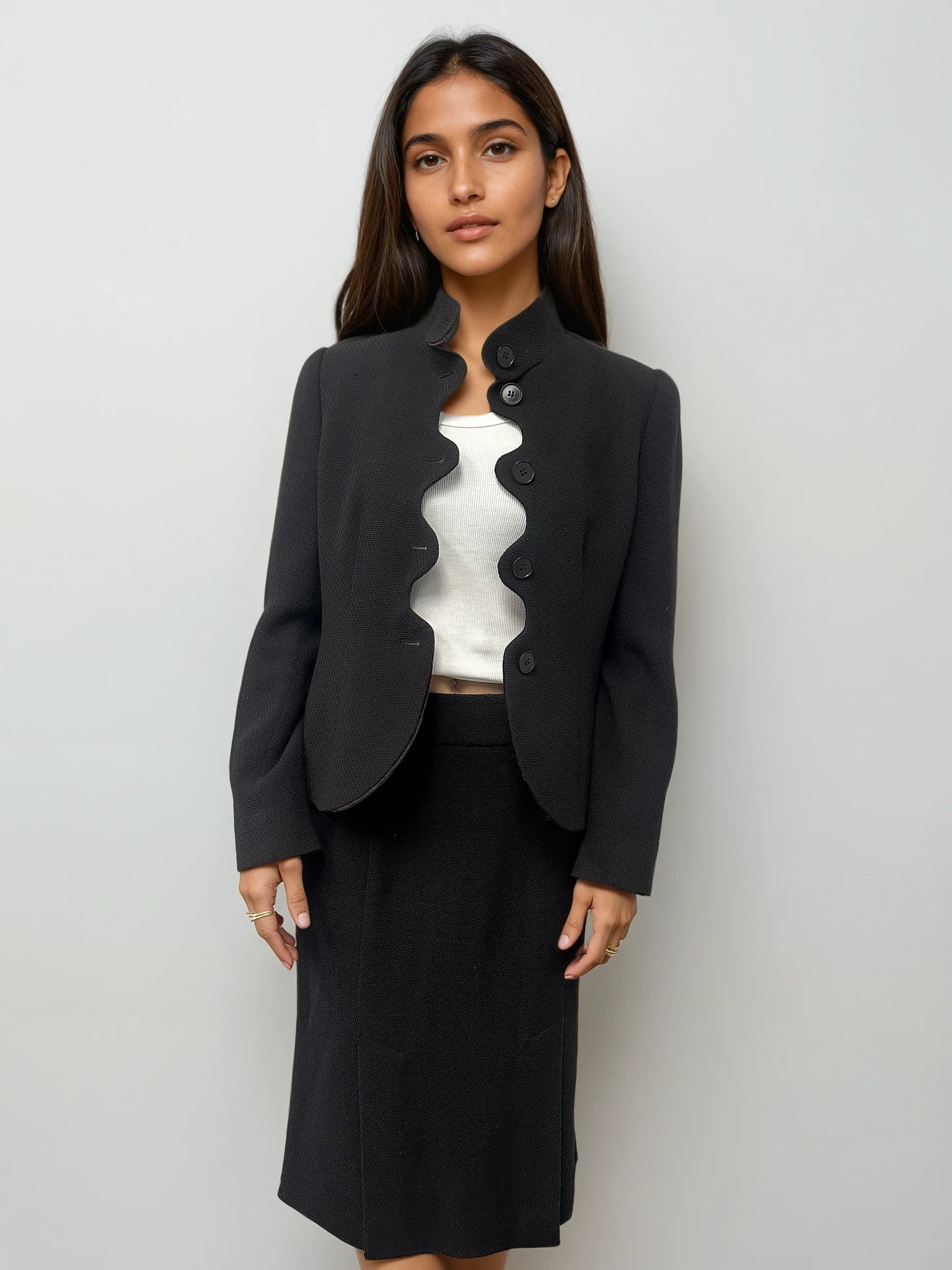Armani Brown Wave Skirt Set