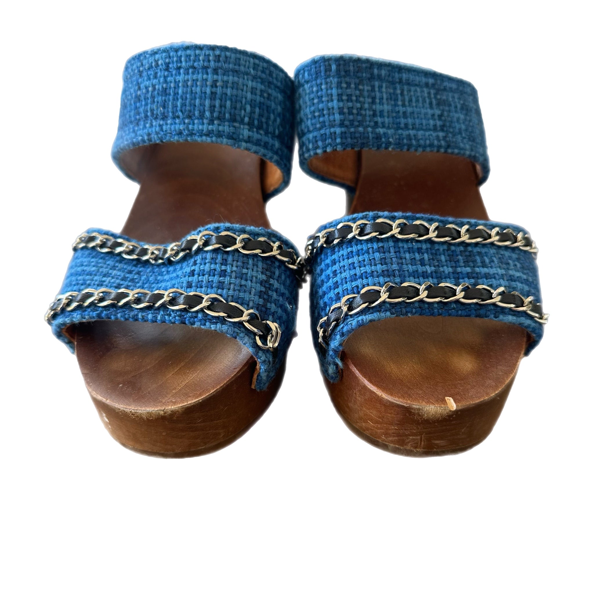 Chanel Tweed Blue Sandals