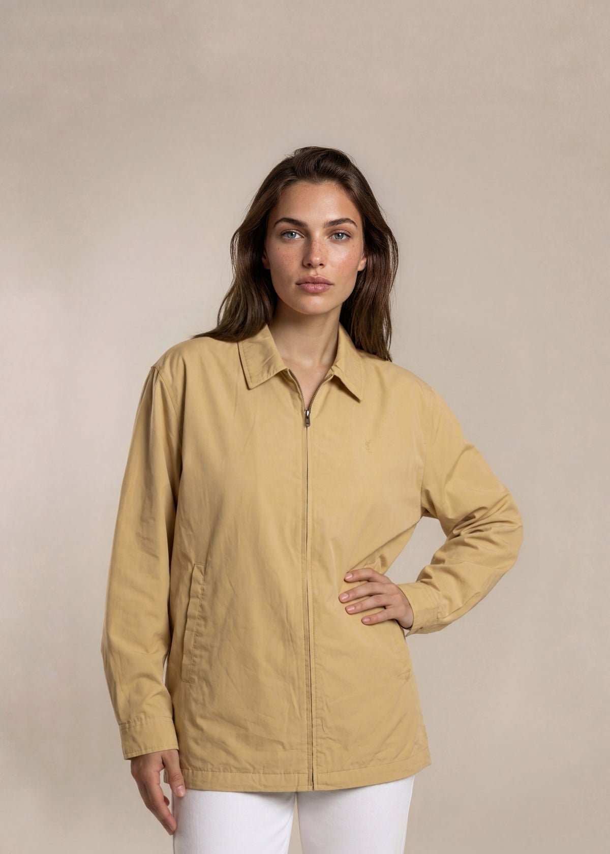 YSL Rich Yellow Classic Collared Bomber