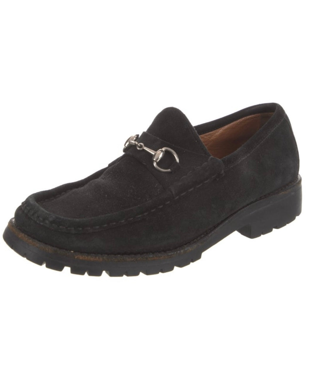 Gucci Black and Silver Suede Loafers Size 9