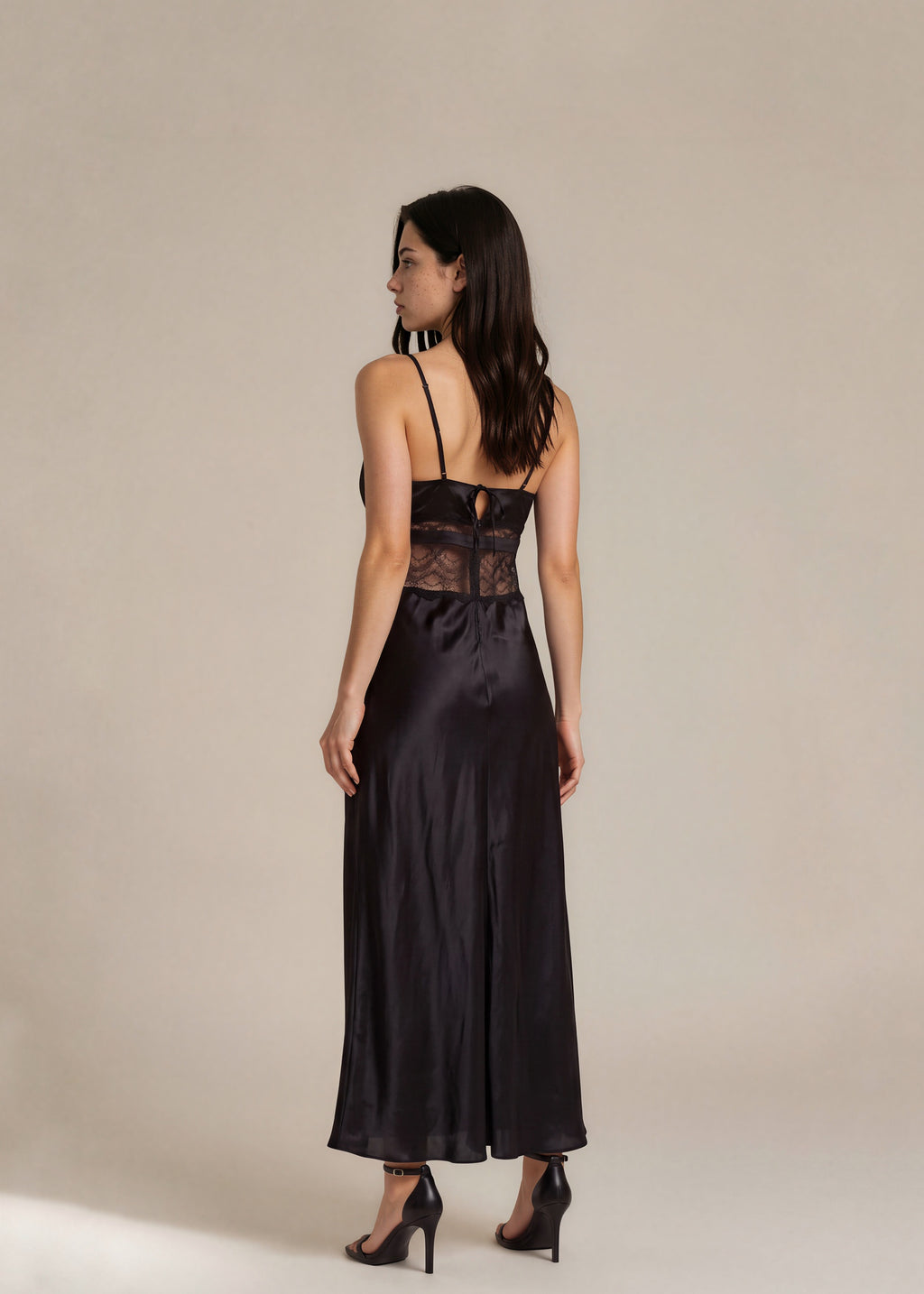 La Perla Black Lace Paneled Long Dress