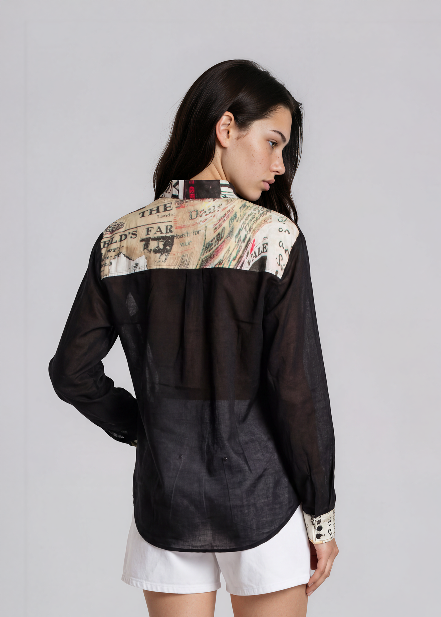 Cavalli Black and Colorful Sheer Blouse